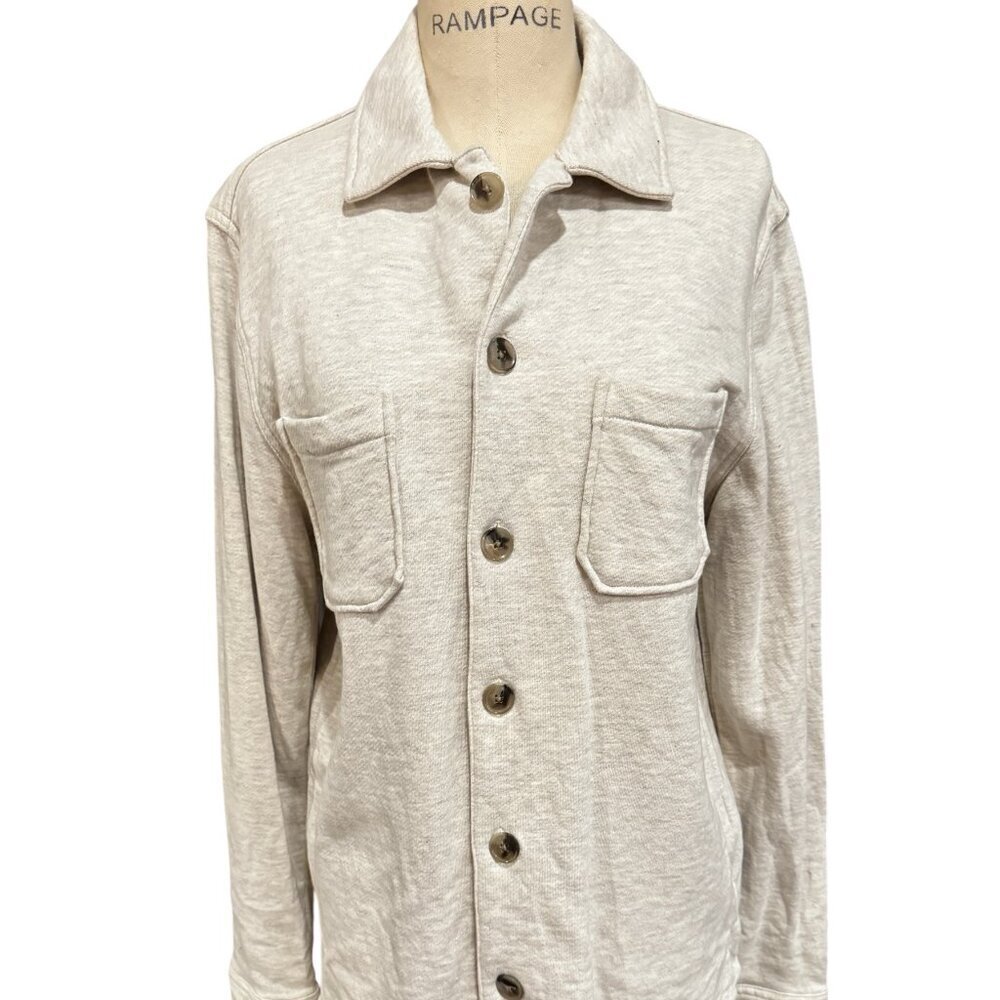 Slate & Stone Luxury Knit Shacket Shirt Jacket Beige Small